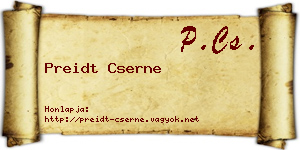 Preidt Cserne névjegykártya